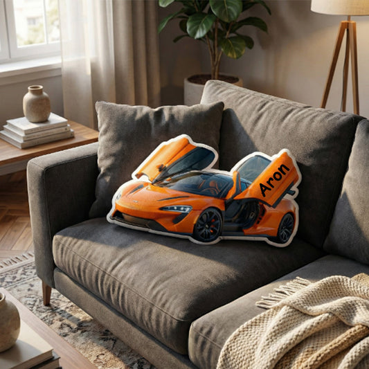 Cuscino Forma Auto Personalizzato: Peluche con Nome per Piloti