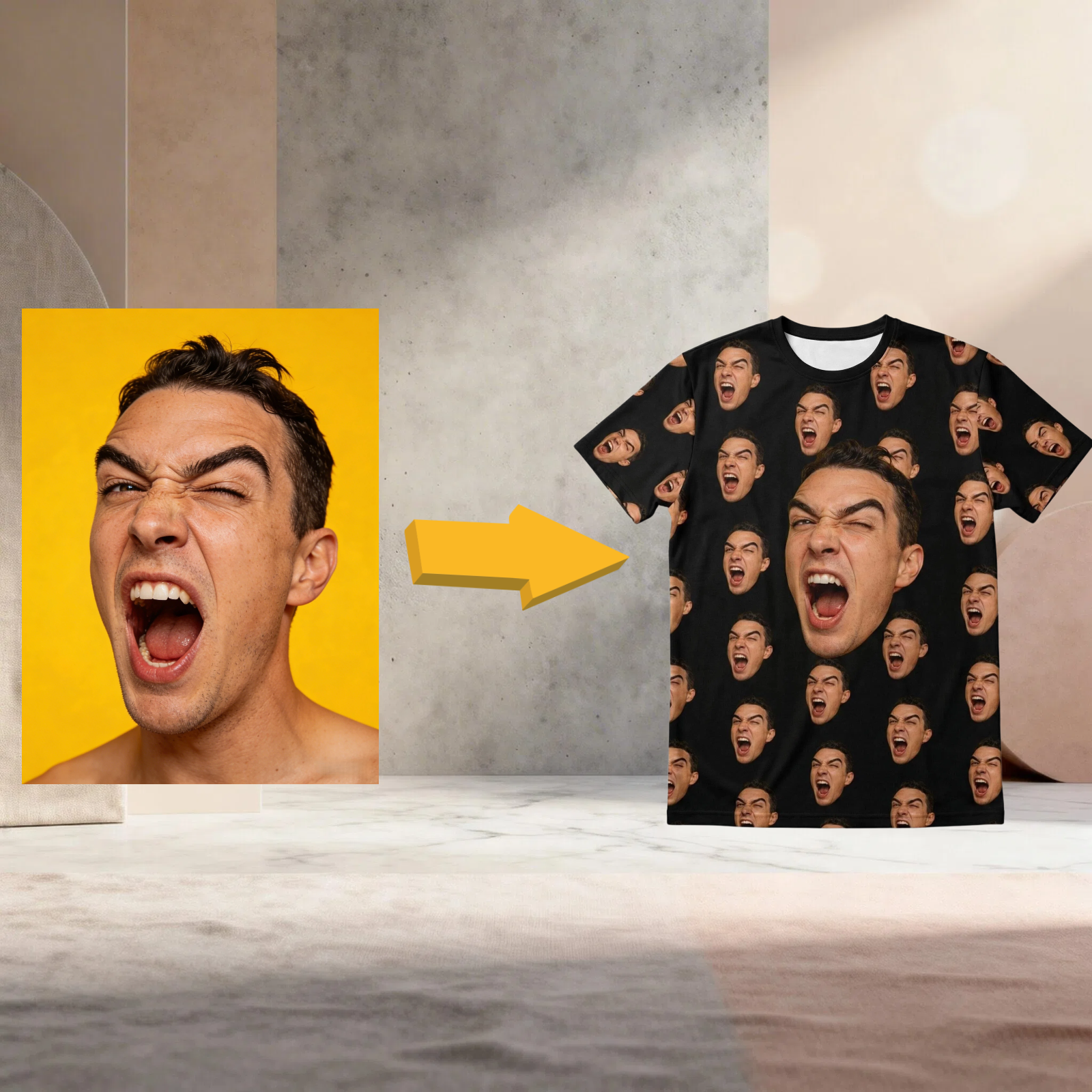 Custom Face All-Over Print T-Shirt | Personalized Photo Tee