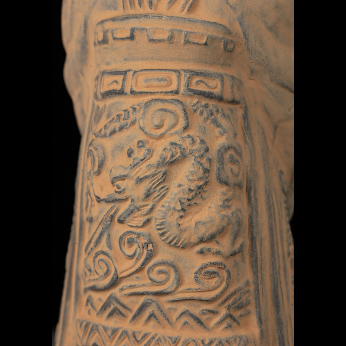 20CM Emperor - CLAYARMY -Detailed view of Clayarmy's 20CM Emperor Qin Terracotta Warrior, showcasing intricate details in yellow-brown clay.