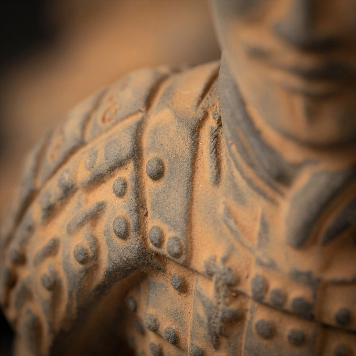 20CM Kneeling Archer - CLAYARMY-Detailed shot of the handcrafted facial expression and features on the 20CM Kneeling Archer.