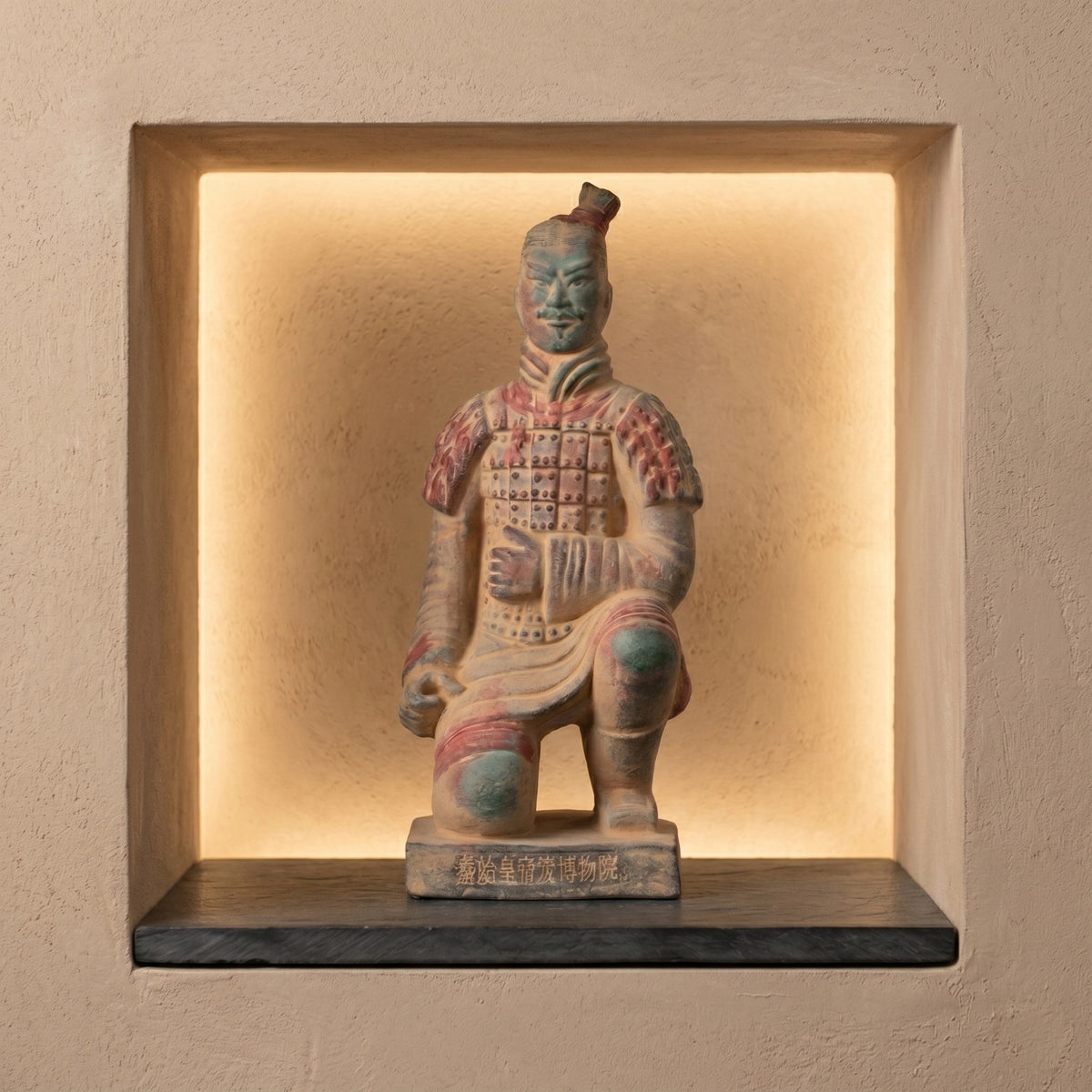 20CM Painted Kneeling Archer - CLAYARMY-Side profile highlighting the dynamic pose and meticulous painting of the 20CM Painted Soldier.