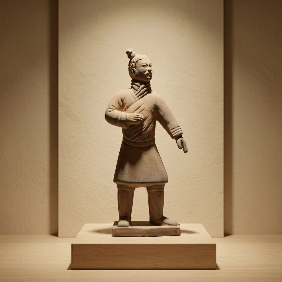 25CM Standing Archer - CLAYARMY-Graceful rear perspective of the 25CM Terracotta Army Standing Archer, capturing a dynamic pose and intricate sculpted features.