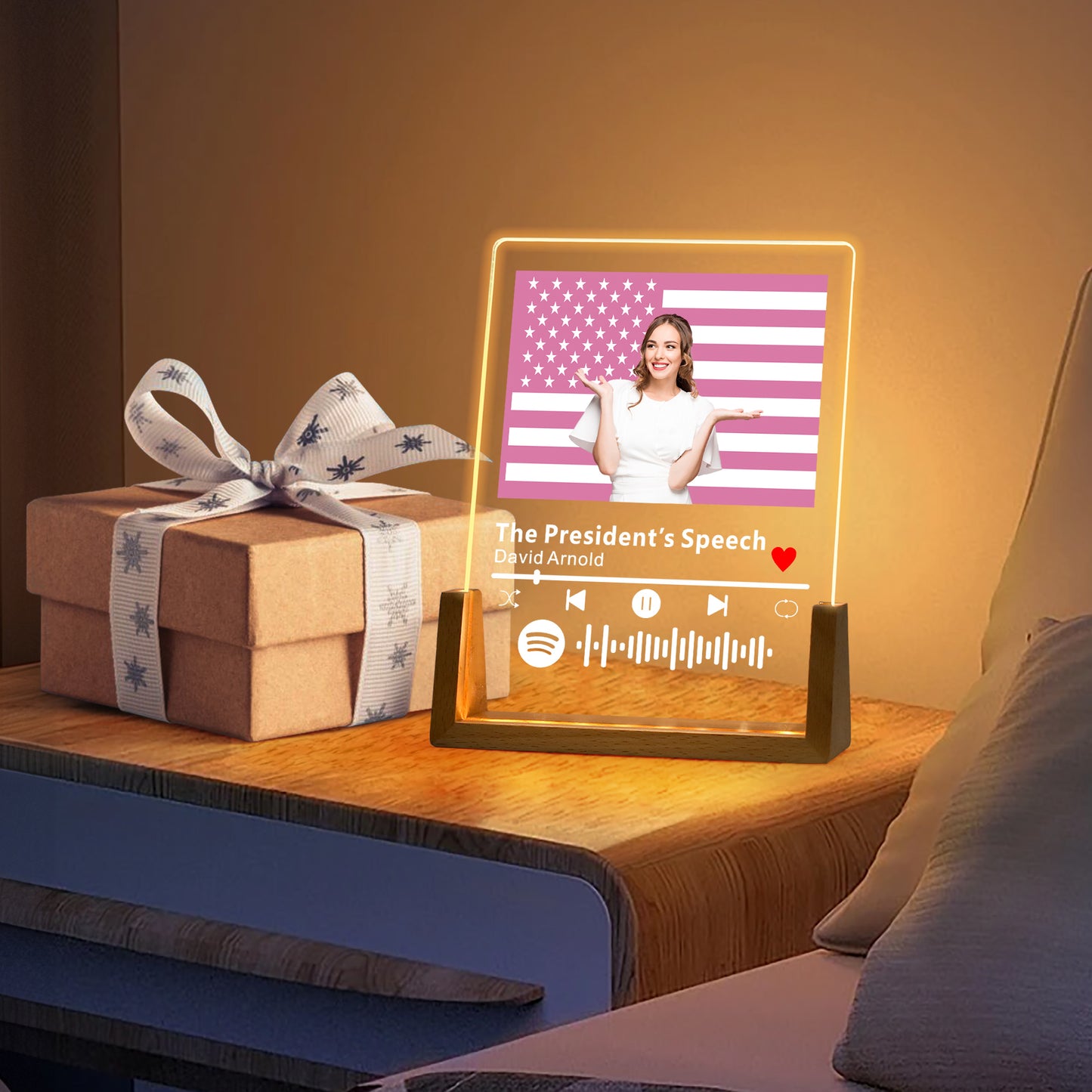 Fourth of July Night Light - Patriotic LED with Custom Photo Star-Spangled Edition