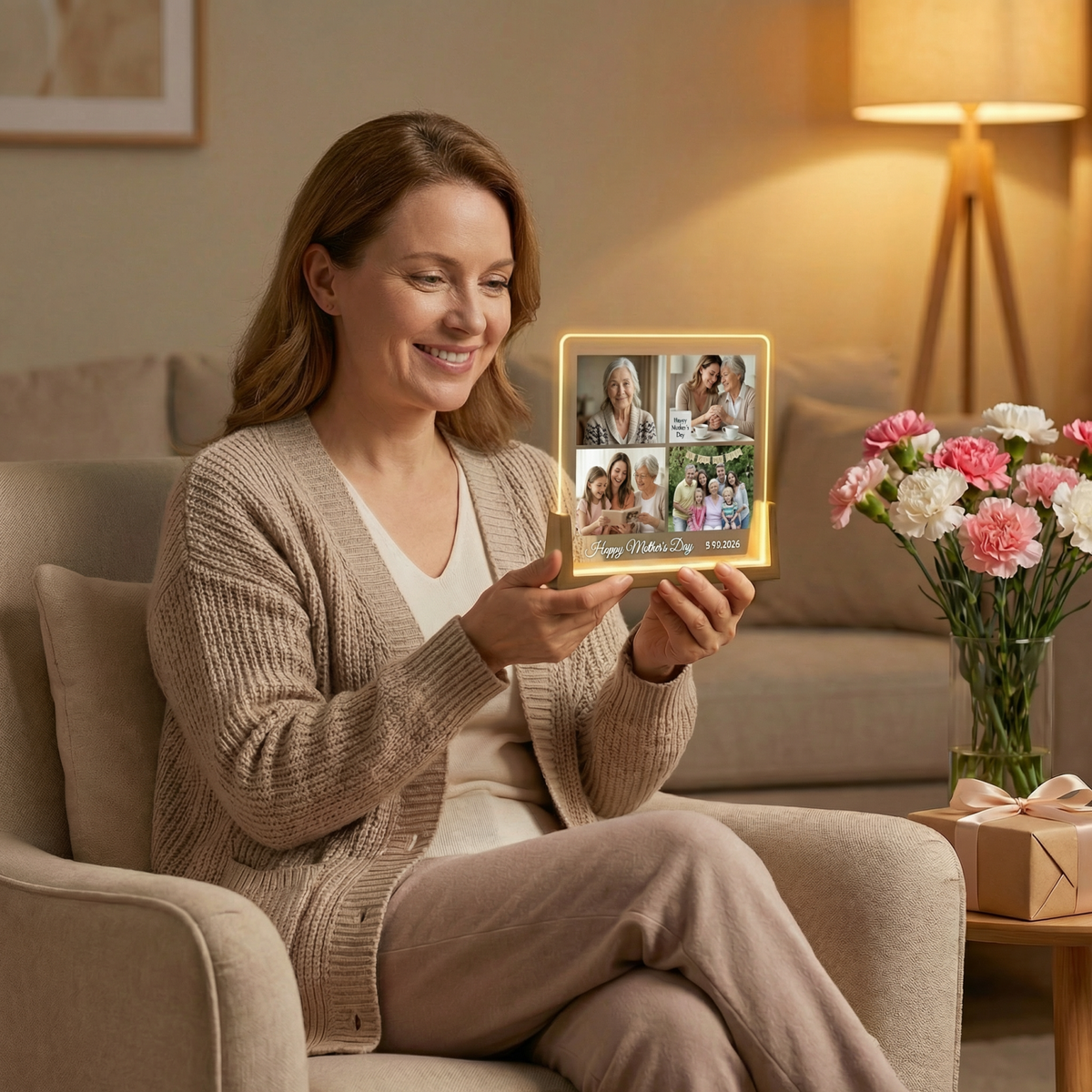 Personalized Photo LED Lamp with Family Collage