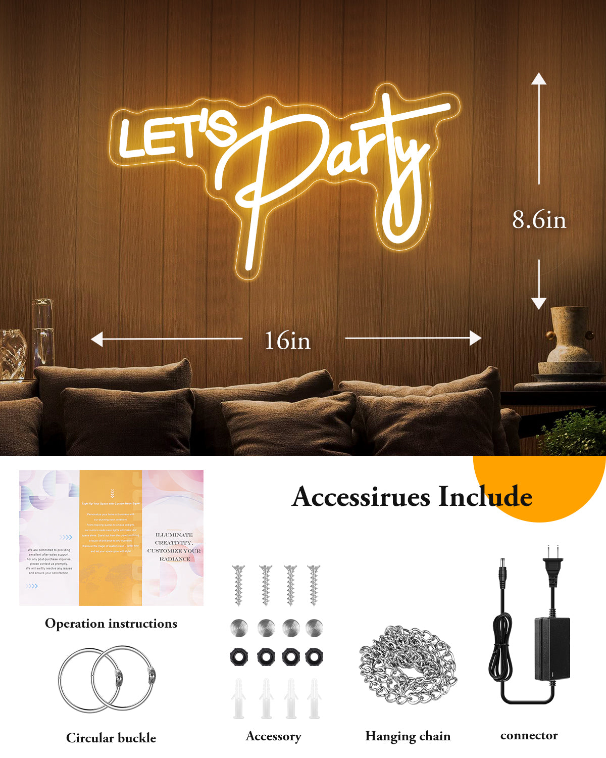 Let‘s Party LED Neon Sign - Vibrant Wall Light for Home Parties & Celebrations