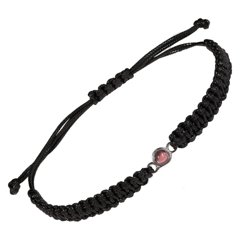 Individuelles Fotoarmband mit Projektionsstein – Personalisierter Erinnerungsschmuck aus Wachsseil