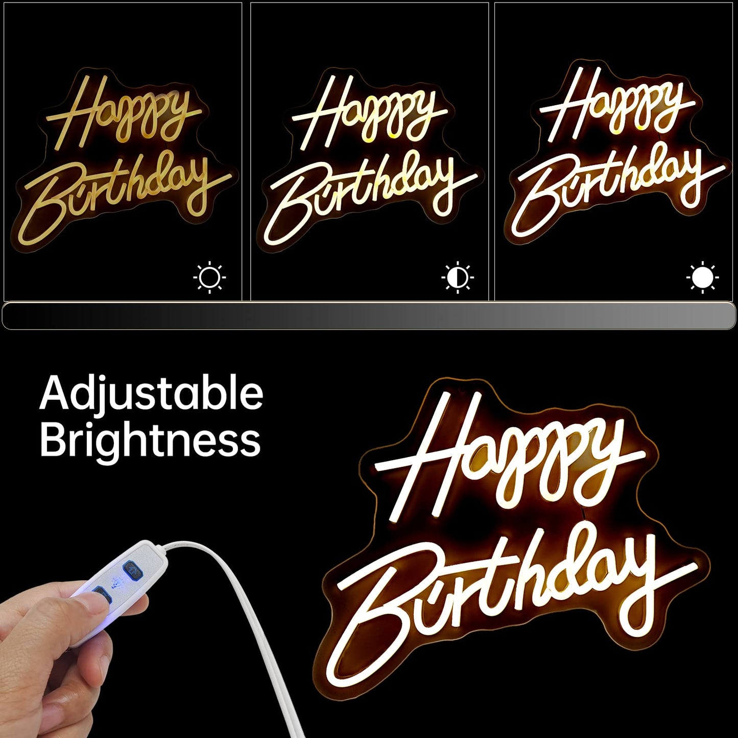 Happy Birthday LED Neon Sign - Brighter Party Light & Memory Glow