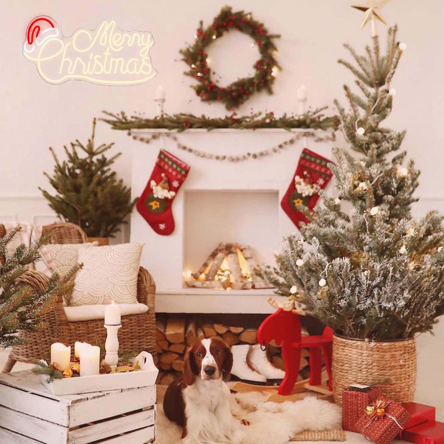 Enseigne lumineuse Chapeau de Noël - Décoration festive pour une fête de Noël