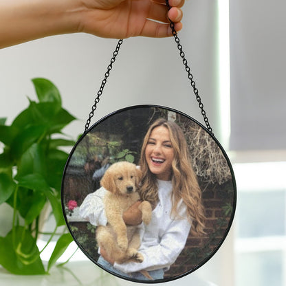 Glass Sun Catcher with Custom Photo - Personalized Window Ornament Gift