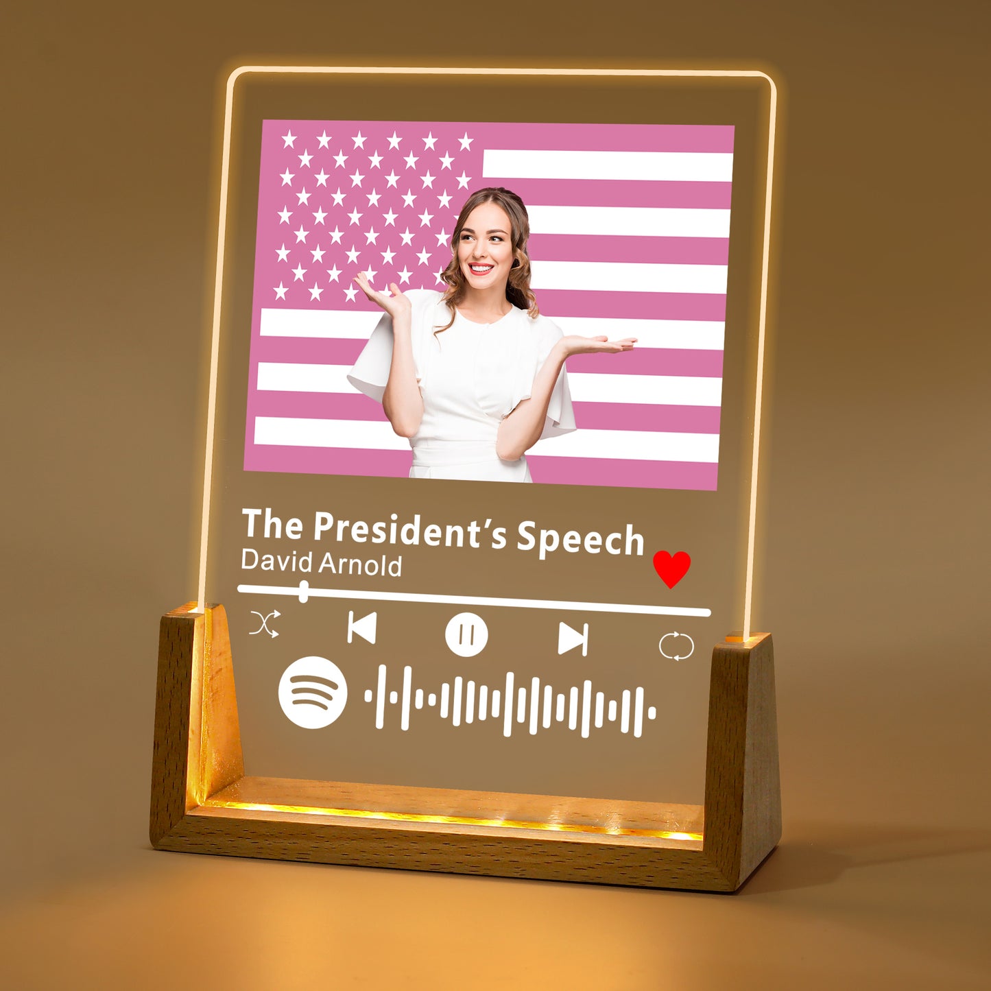 Fourth of July Night Light - Patriotic LED with Custom Photo Star-Spangled Edition