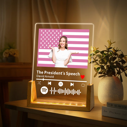 Fourth of July Night Light - Patriotic LED with Custom Photo Star-Spangled Edition
