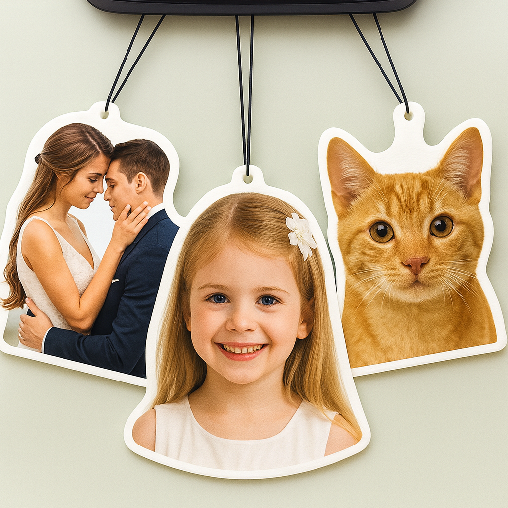 Custom Shape Photo Air Freshener - Personalized Die-Cut Silhouette Scented Ornament