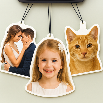 Custom Shape Photo Air Freshener - Personalized Die-Cut Silhouette Scented Ornament