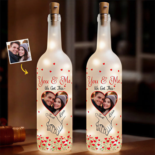 Couple's Custom Bottle Lamp - Personalized Photo & Name Design | Romantic Gift