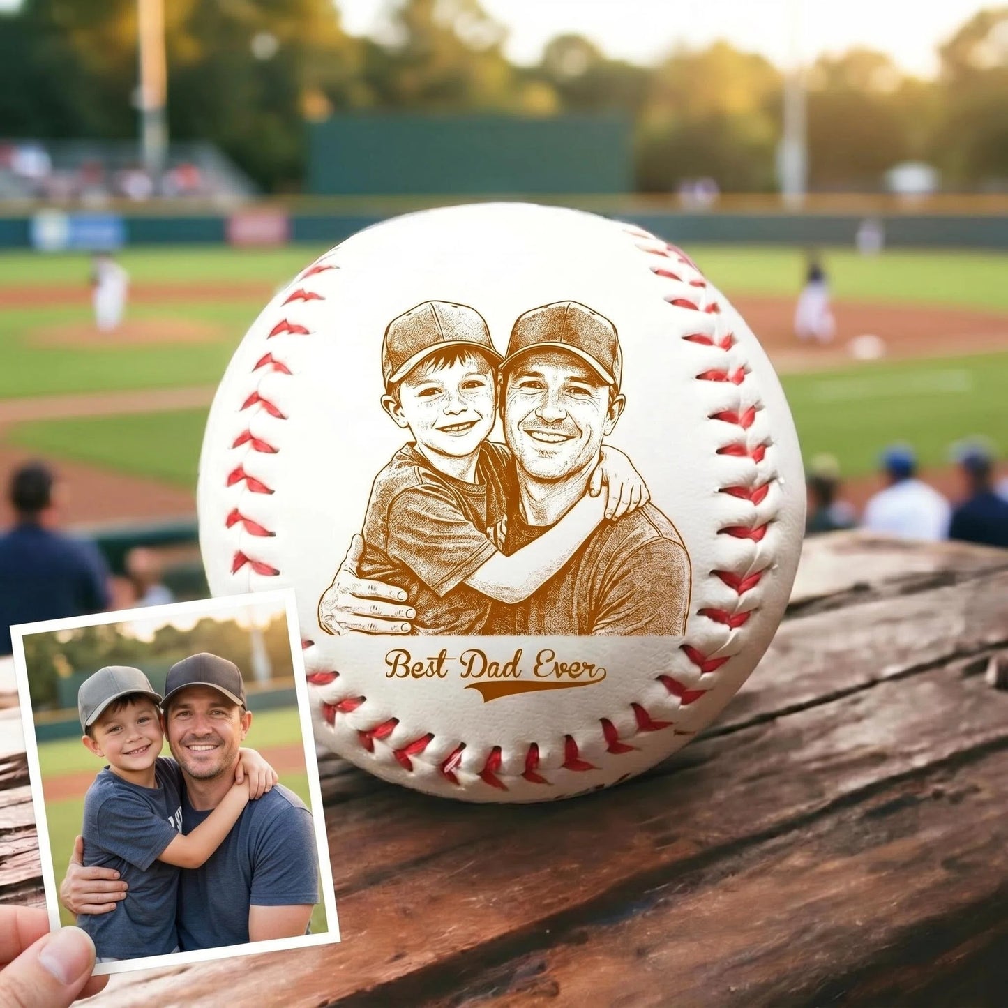 Father's Day Gift – Personalized Double-Sided Printed Baseball with Clear Display Box