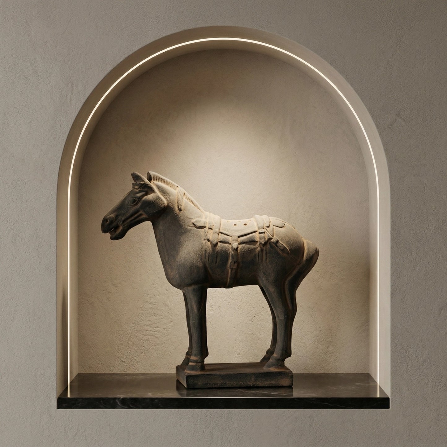 15CM Horse - CLAYARMY -Side view showcasing the lifelike features and craftsmanship of our 15CM Clayarmy Terracotta Horse.