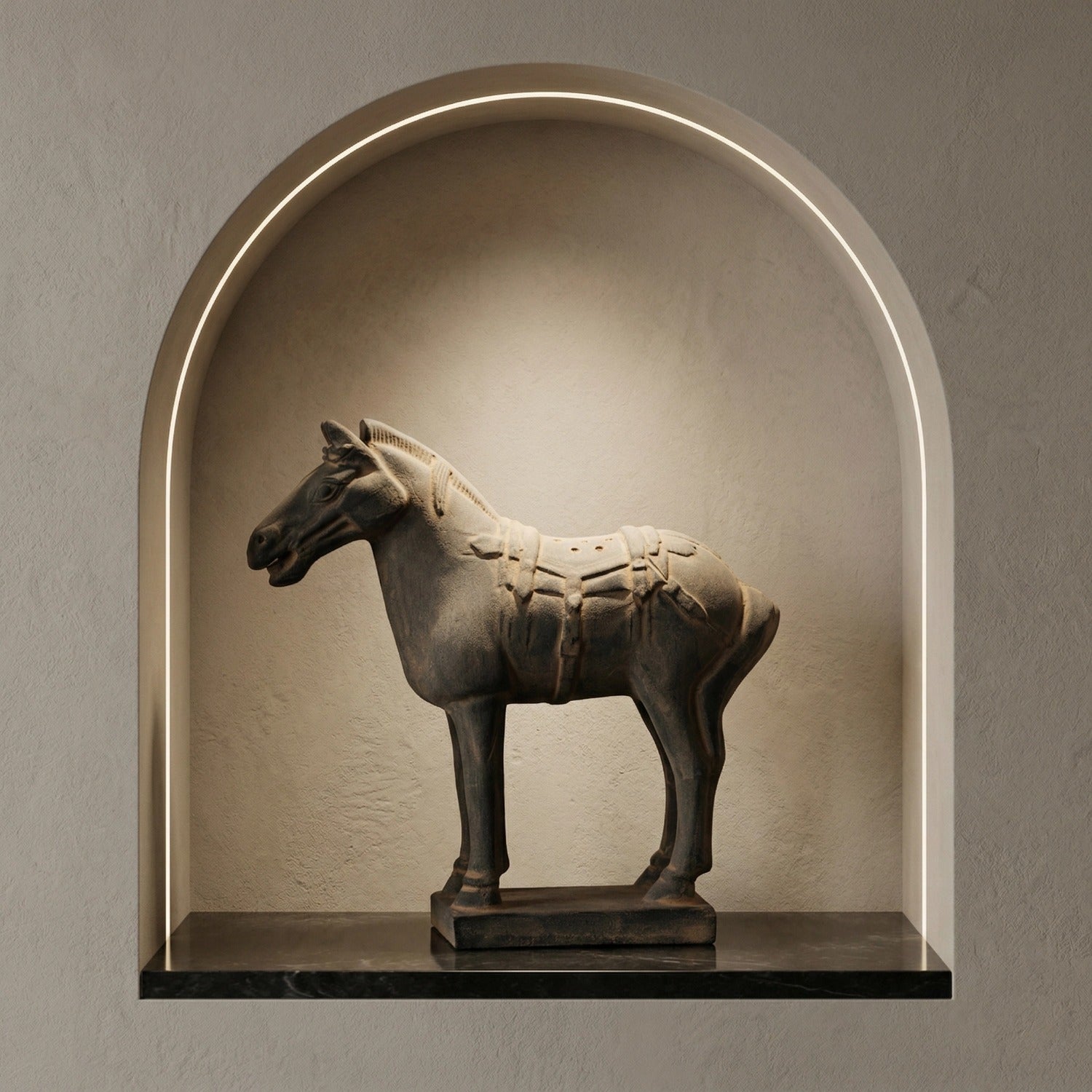 15CM Horse - CLAYARMY -Side view showcasing the lifelike features and craftsmanship of our 15CM Clayarmy Terracotta Horse.
