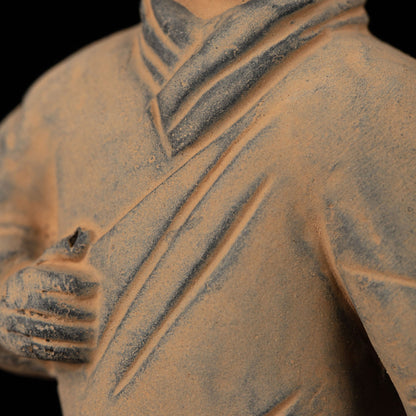 15CM Standing Archer - CLAYARMY-Dive into the intricate craftsmanship of the 15CM Terracotta Army Standing Archer, crafted from yellow-brown clay.