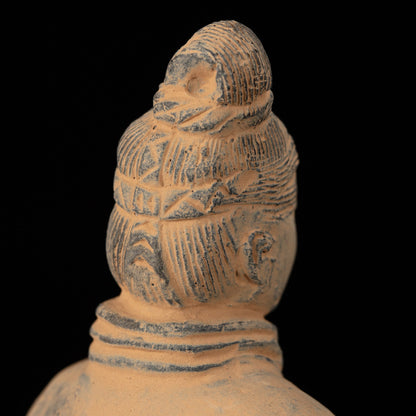 15CM Standing Archer - CLAYARMY-Explore the detailed craftsmanship of the 15CM Terracotta Army Standing Archer replica in yellow-brown clay.