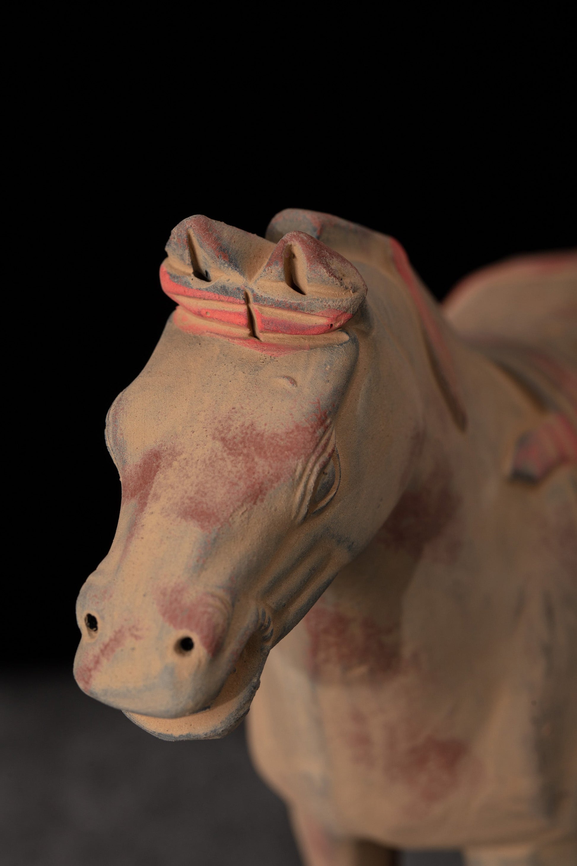 20CM Painted Horse - CLAYARMY -Dynamic angle capturing the vivid colors and lifelike expression of our 20CM Clayarmy Terracotta Painted Horse.