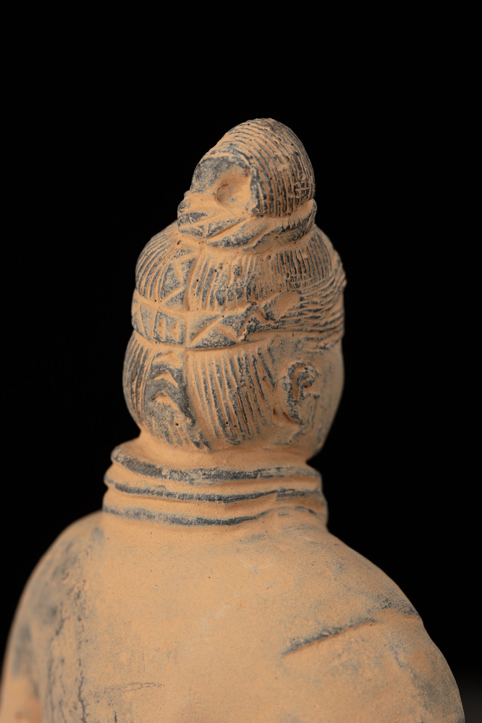 15CM Standing Archer - CLAYARMY-Explore the detailed craftsmanship of the 15CM Terracotta Army Standing Archer replica in yellow-brown clay.