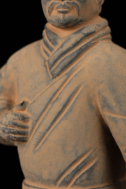 15CM Standing Archer - CLAYARMY-Dive into the intricate craftsmanship of the 15CM Terracotta Army Standing Archer, crafted from yellow-brown clay.