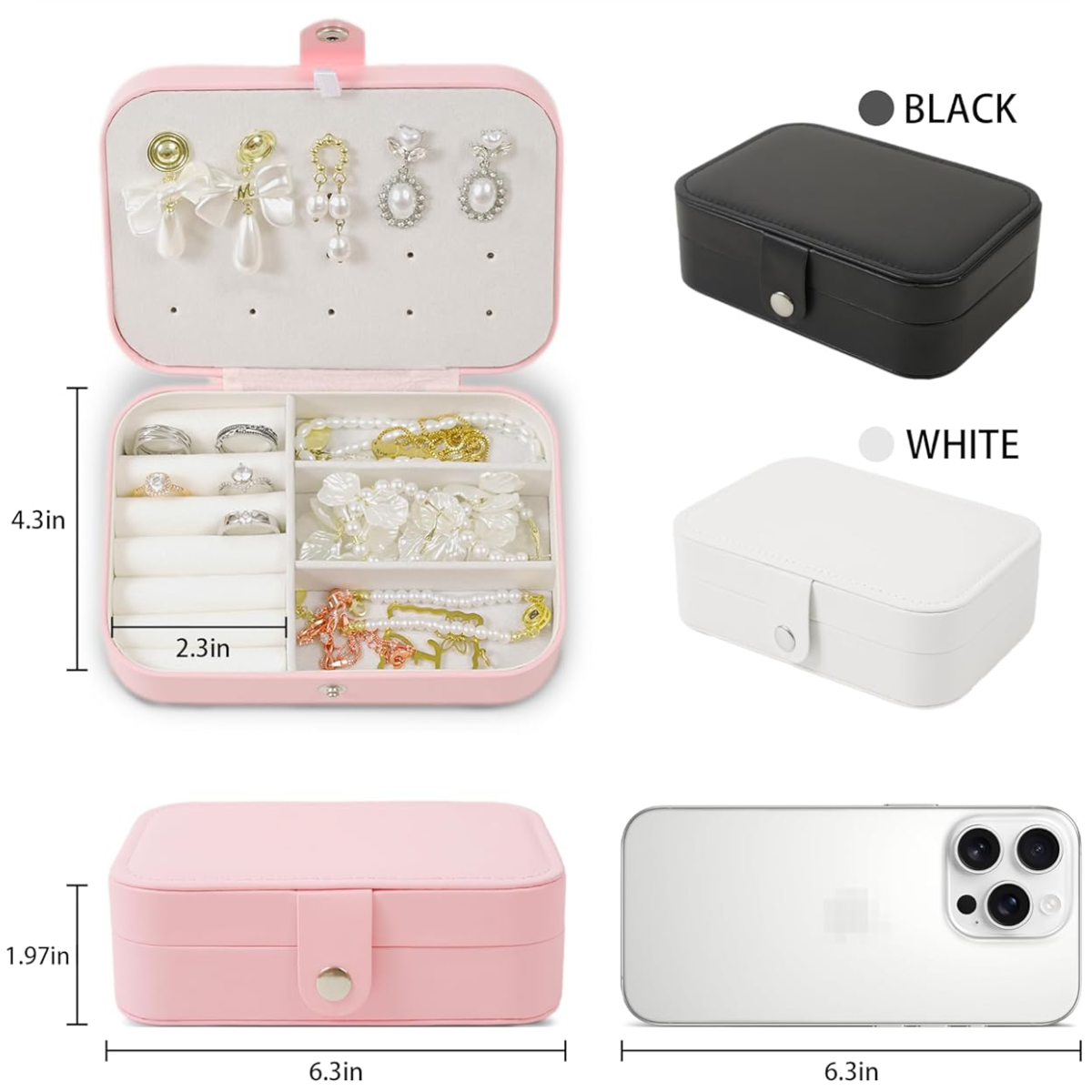 Individuell gestaltbare Harper Schmuckschatulle – Deckel mit Namen und Blumenmuster personalisieren