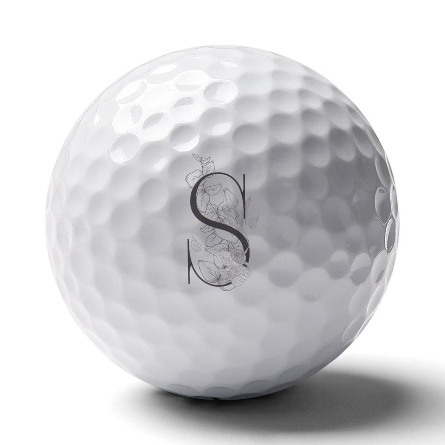 Golfball mit individuellem floralem Monogramm und personalisiertem Text