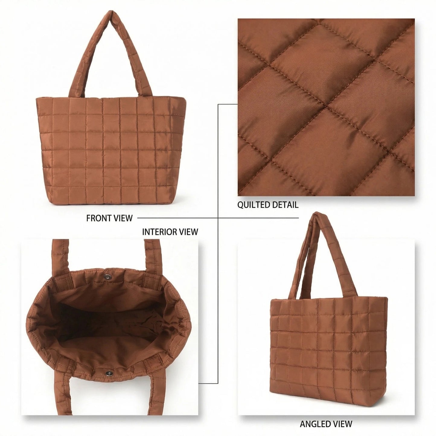 Personalized 3D Yarn Embroidery Puffer Tote - Custom Name Bag