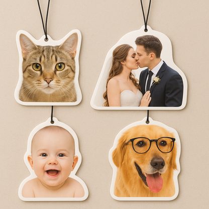 Custom Shape Photo Air Freshener - Personalized Die-Cut Silhouette Scented Ornament