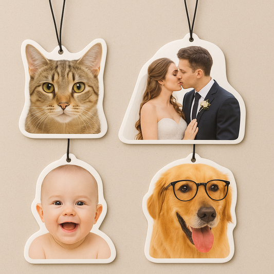 Custom Shape Photo Air Freshener - Personalized Die-Cut Silhouette Scented Ornament