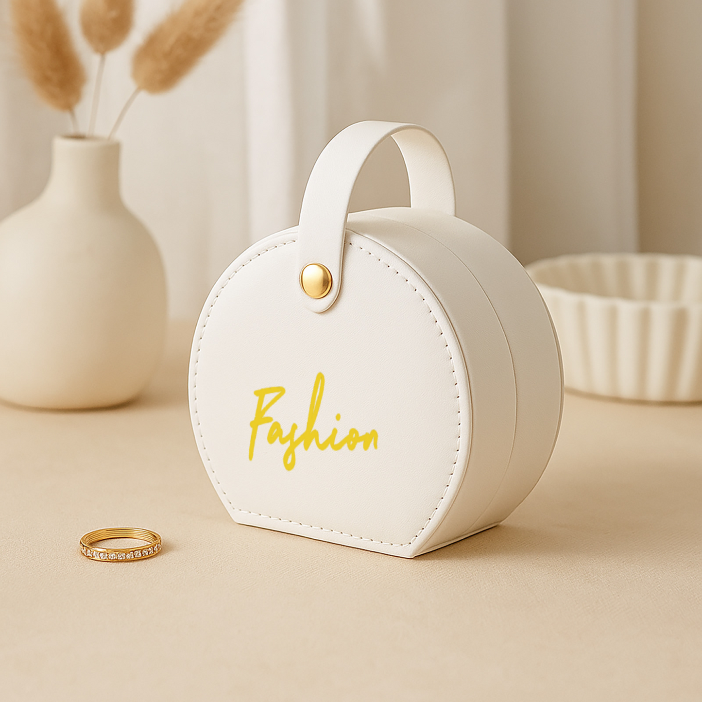 Individuell gestaltete Schmuckschatulle mit Blumenmuster – Personalisierter Organizer aus PU-Leder