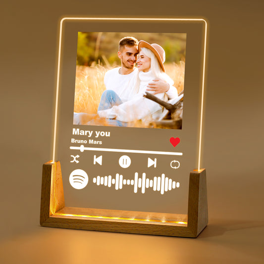 Custom Photo Night Light - Spotify Style LED Lamp for Any Memory