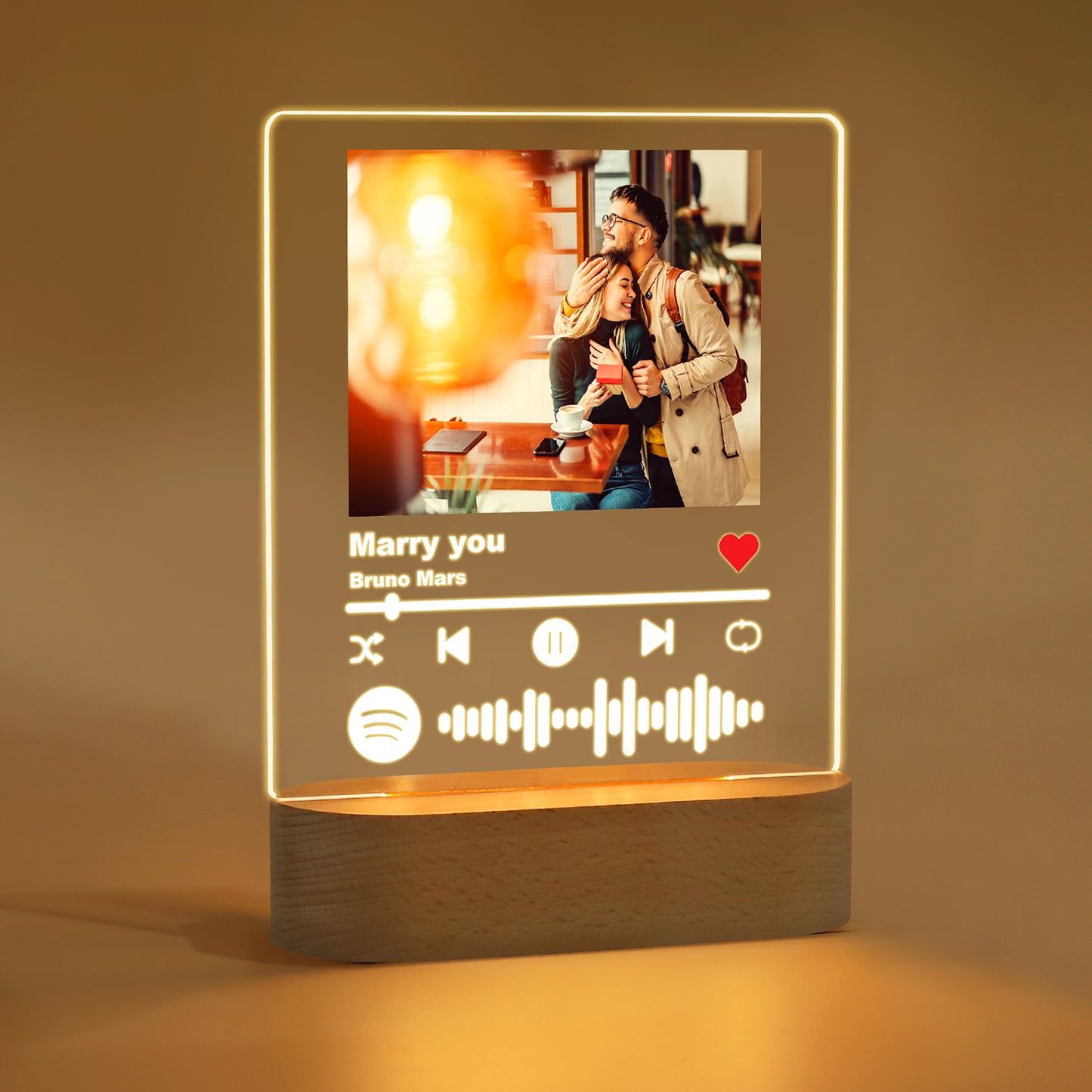 Cube lumineux de nuit personnalisé 7 couleurs - Téléchargez une photo et un message pour votre lampe de chevet