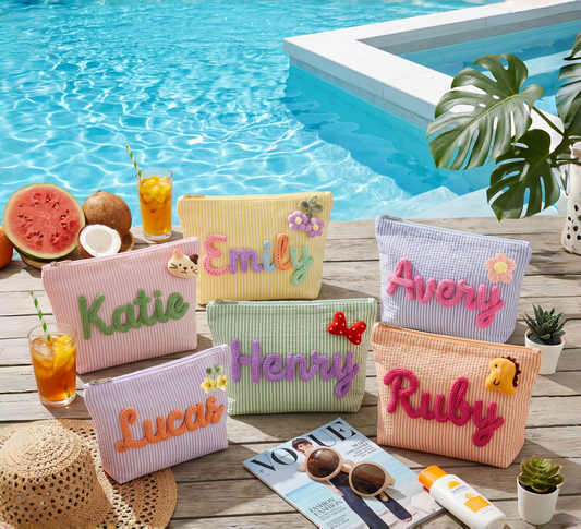 Custom Name Canvas Makeup Bag: Embroidered Initial Travel Case