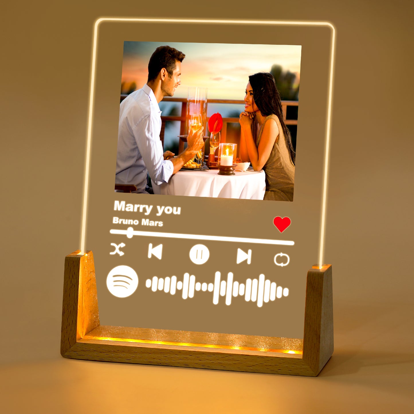 Spotify Style LED Night Light with 7 Switchable Colors & Custom Photo