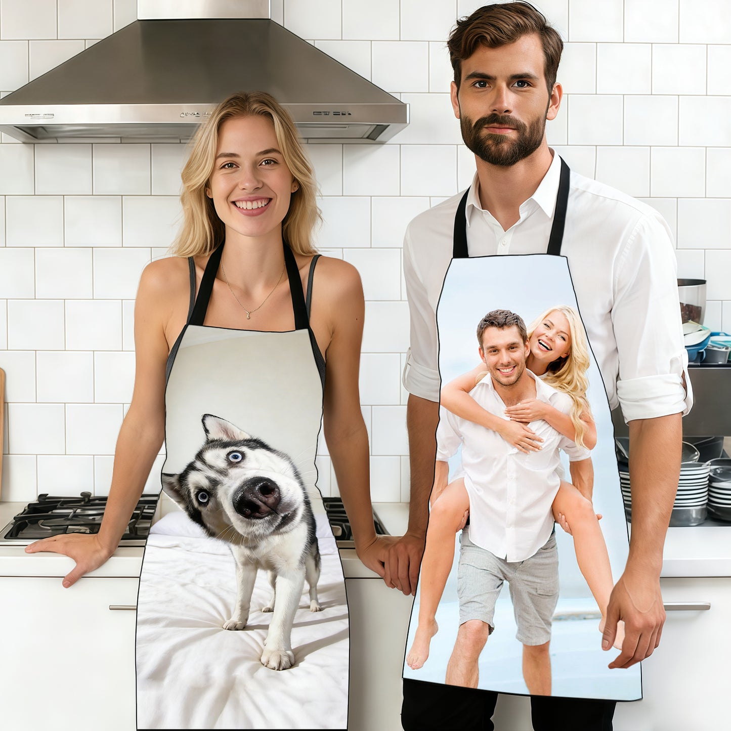 Personalized Photo Apron - Custom Picture Kitchen Apron for Men & Women, Waterproof & Oil-proof Cooking Gift for Birthday, BBQ, Housewarming