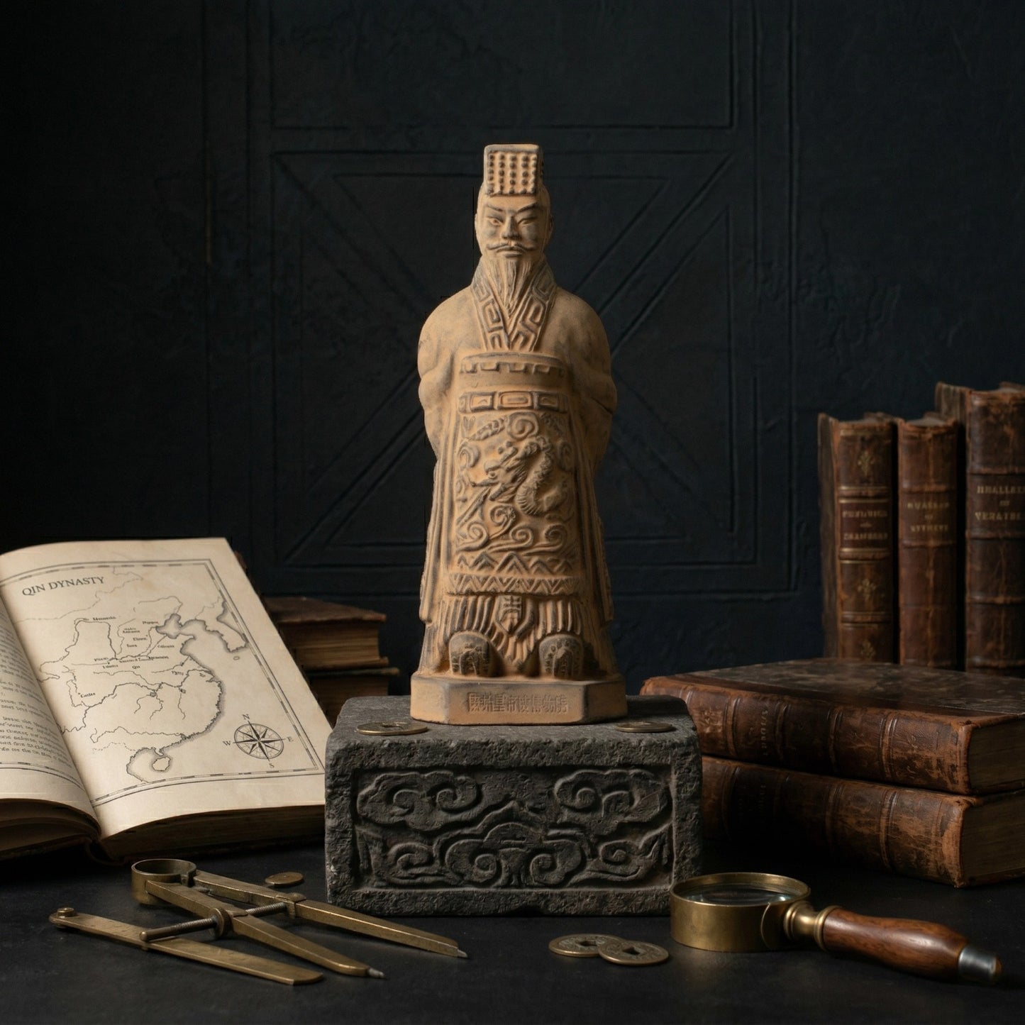 20CM Emperor - CLAYARMY -Dynamic front view of Clayarmy's 20CM Emperor Qin Terracotta Warrior, capturing the essence of ancient Chinese craftsmanship.