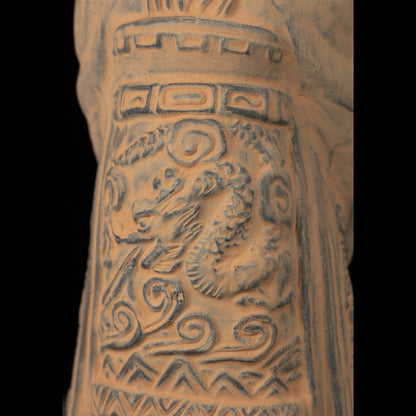 20CM Emperor - CLAYARMY -Detailed view of Clayarmy's 20CM Emperor Qin Terracotta Warrior, showcasing intricate details in yellow-brown clay.