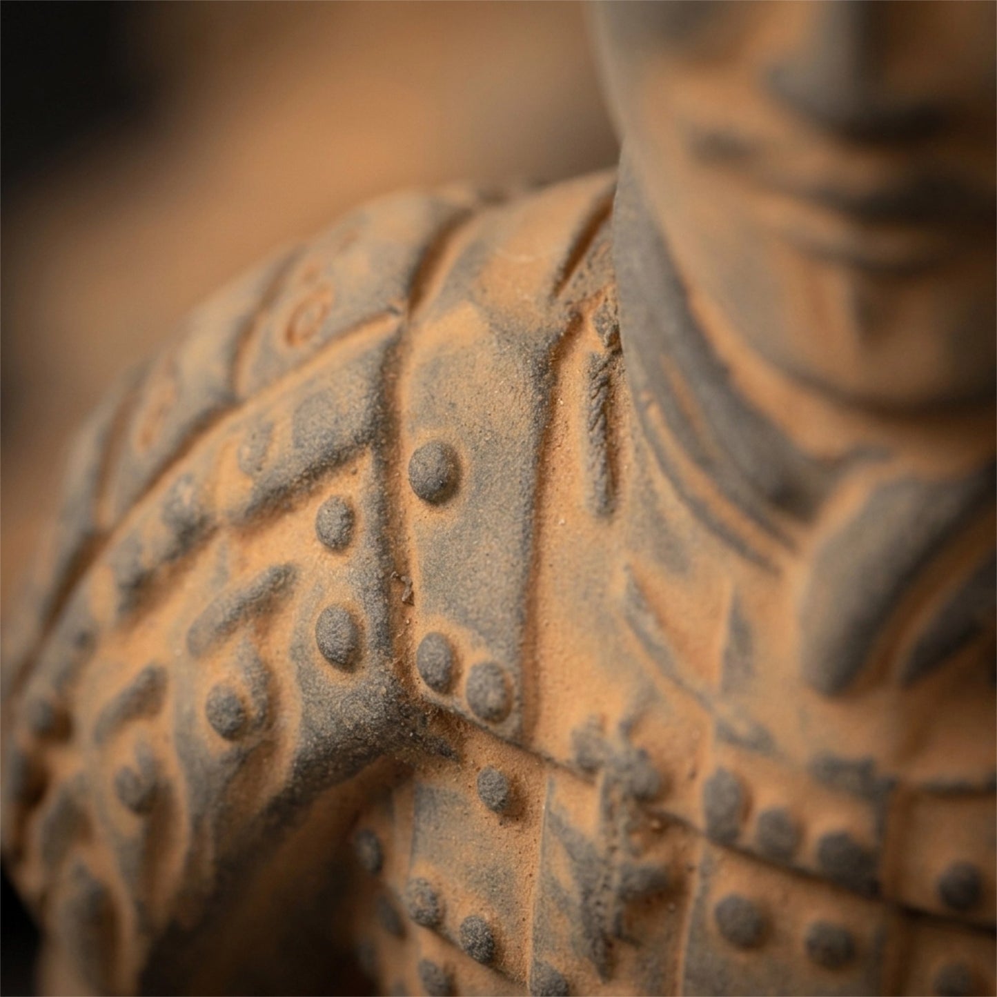20CM Kneeling Archer - CLAYARMY-Detailed shot of the handcrafted facial expression and features on the 20CM Kneeling Archer.