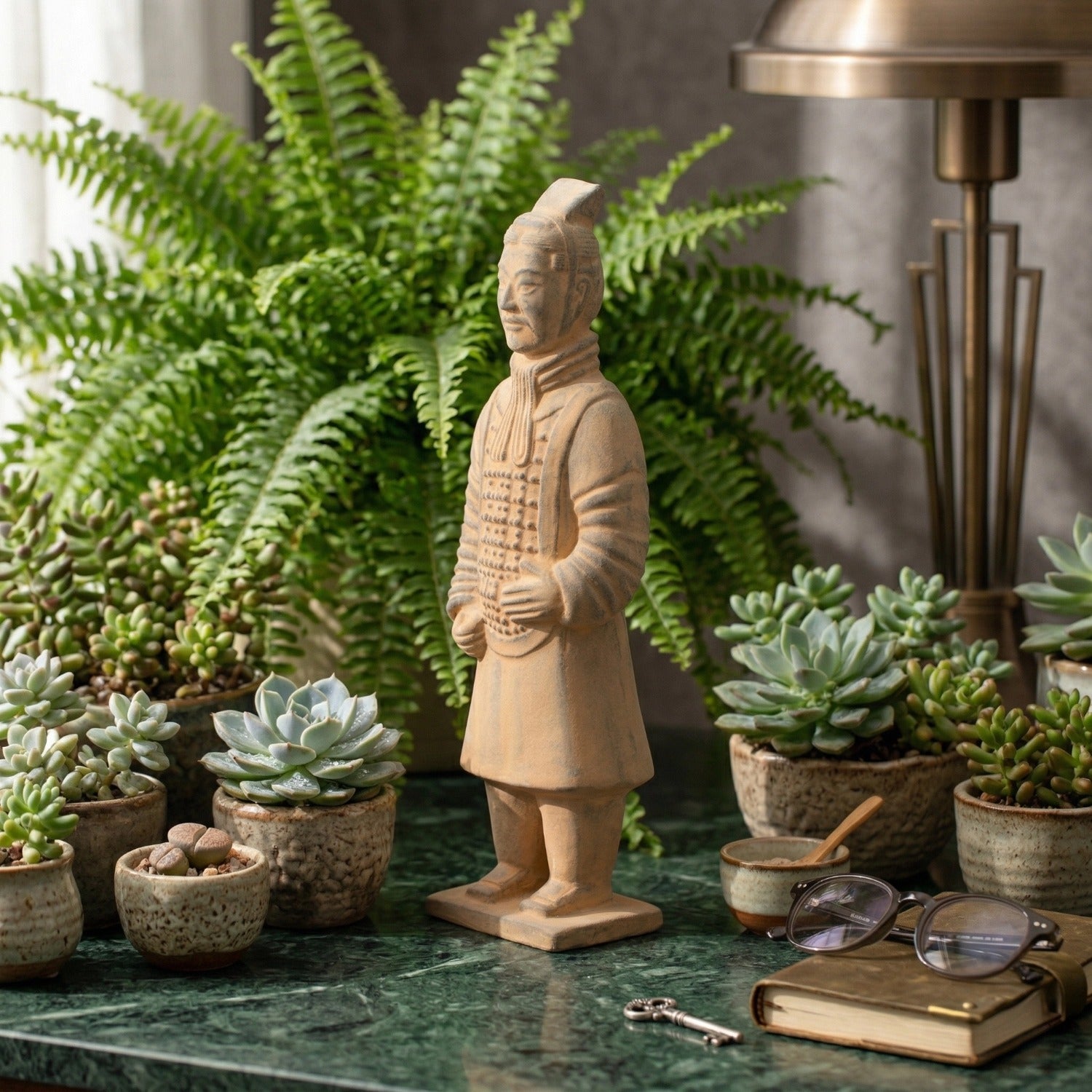 20CM Officier - CLAYARMY-Explore the back view of the 20CM Clayarmy Officer, focusing on the double-tailed crossbill crown and layered jacket.
