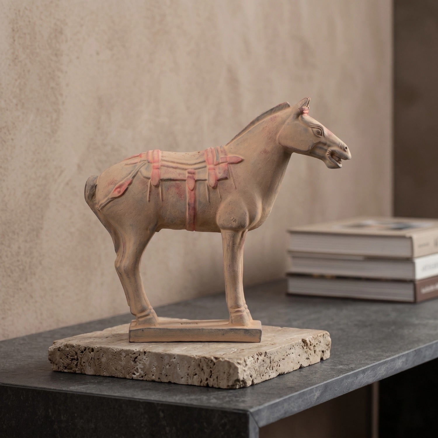 20CM Painted Horse - CLAYARMY -Aerial view displaying the overall charm and detailing of our 20CM Clayarmy Terracotta Painted Horse.