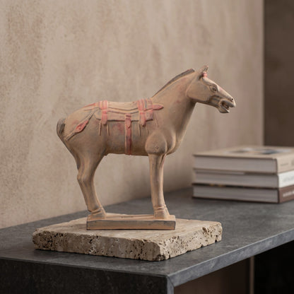 20CM Painted Horse - CLAYARMY -Aerial view displaying the overall charm and detailing of our 20CM Clayarmy Terracotta Painted Horse.