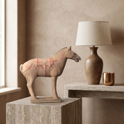 20CM Painted Horse - CLAYARMY -Aerial view displaying the overall charm and detailing of our 20CM Clayarmy Terracotta Painted Horse.