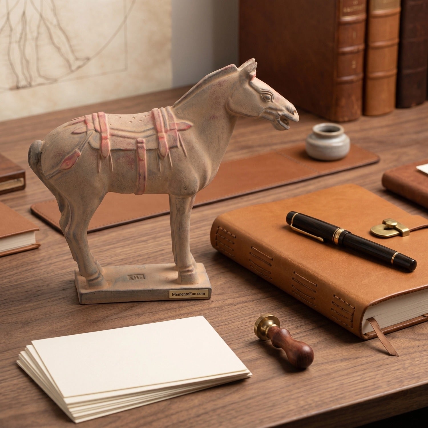 20CM Painted Horse - CLAYARMY -Aerial view displaying the overall charm and detailing of our 20CM Clayarmy Terracotta Painted Horse.