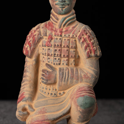 20CM Painted Kneeling Archer - CLAYARMY-Detailed view of the handcrafted features on the face of the 20CM Painted Soldier figurine.