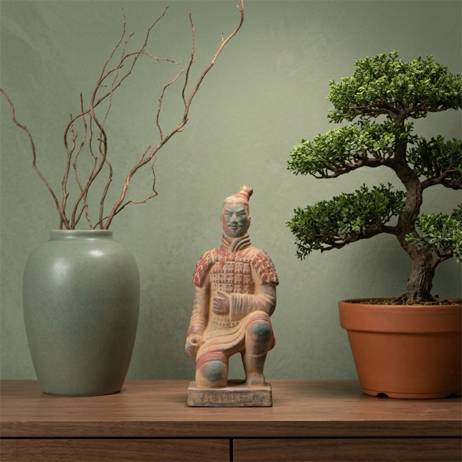 20CM Painted Kneeling Archer - CLAYARMY-Side profile highlighting the dynamic pose and meticulous painting of the 20CM Painted Soldier.