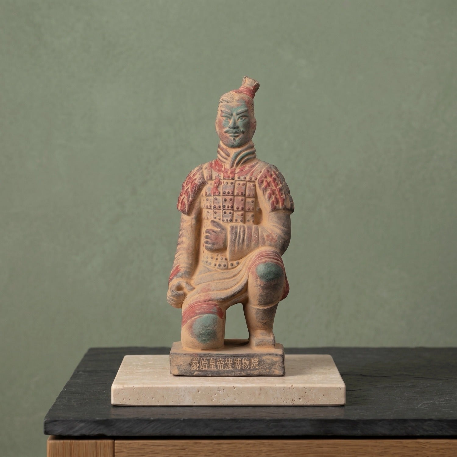 20CM Painted Kneeling Archer - CLAYARMY-Side profile highlighting the dynamic pose and meticulous painting of the 20CM Painted Soldier.