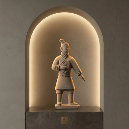 20CM Standing Archer - CLAYARMY-Captivating rear view of the 20CM Terracotta Army Standing Archer, highlighting the dynamic posture and intricately sculpted details.