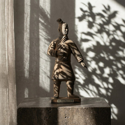 20CM Standing Archer - CLAYARMY-Captivating rear view of the 20CM Terracotta Army Standing Archer, highlighting the dynamic posture and intricately sculpted details.
